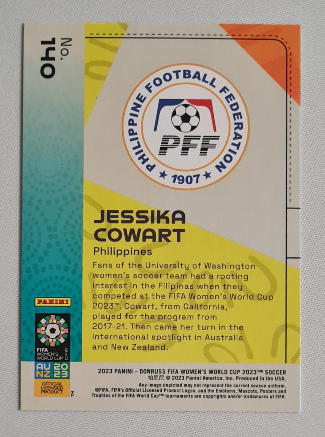 Jessika Cowart - 2023 Panini Donruss FIFA Women's World Cup 2023 Soccer National Team Philippines #140