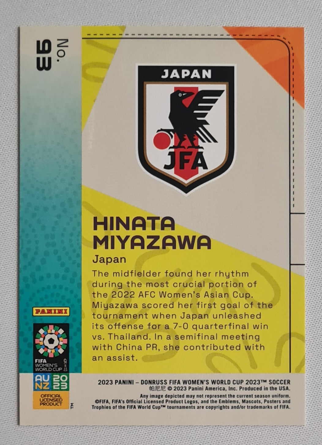 Hinata Miyazawa - 2023 Panini Donruss FIFA Women's World Cup 2023 Soccer National Team Japan #93