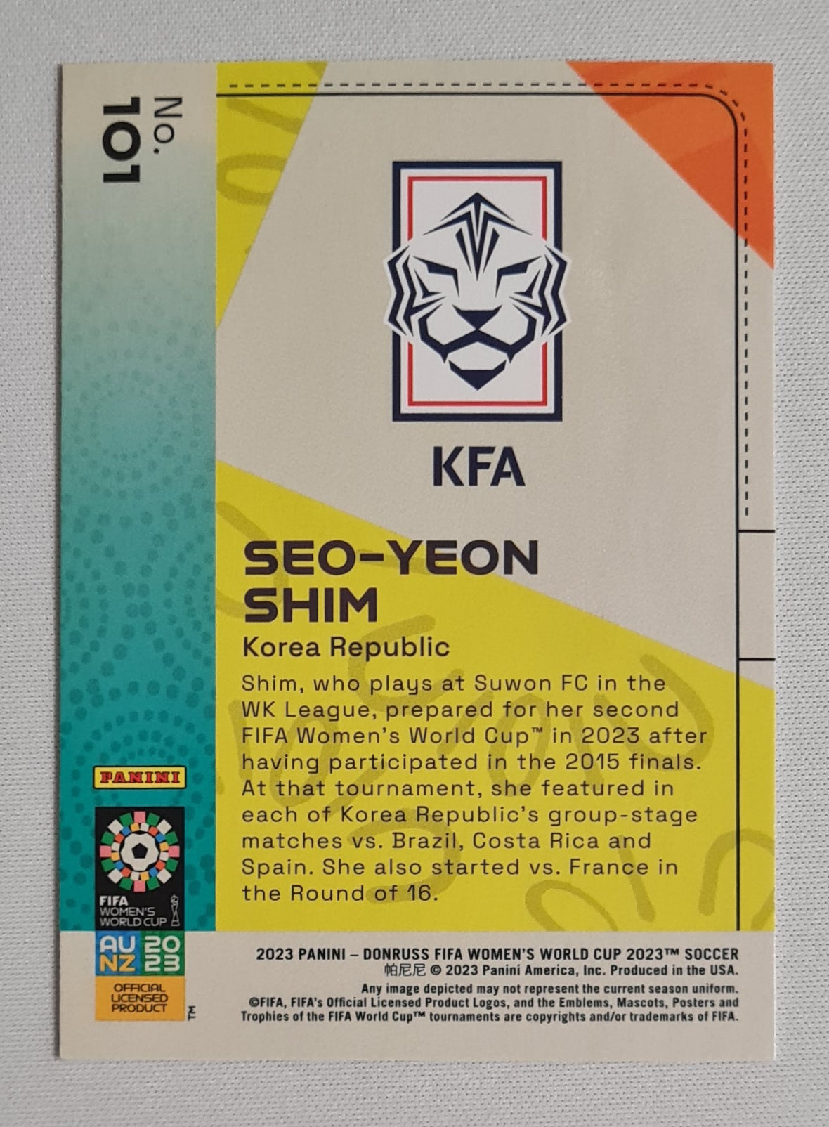 Seo-Yeon Shim  - 2023 Panini Donruss FIFA Women's World Cup 2023 Soccer National Team Korea Republic #101