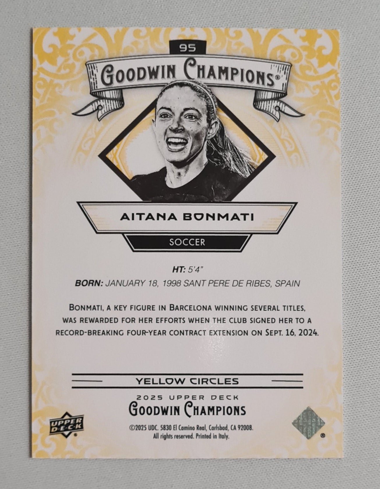Aitana Bonmati - 2025 Upper Deck Goodwin Champions Soccer FC Barcelona #95 Yellow Circles /199