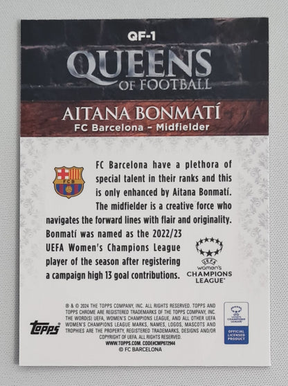 Aitana Bonmati - 2024 Topps Chrome FC Barcelona Women Soccer Queen of Football #QF-1