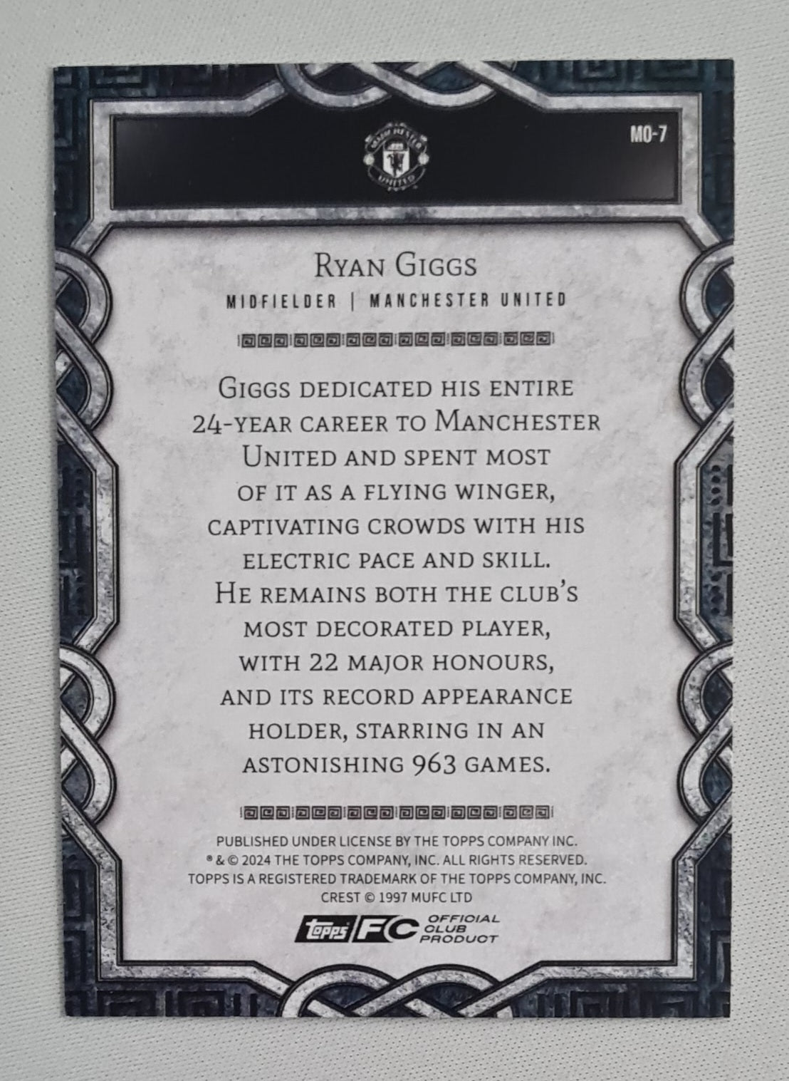 Ryan Giggs - 2024 Topps Official Club Product Manchester United #MO-7