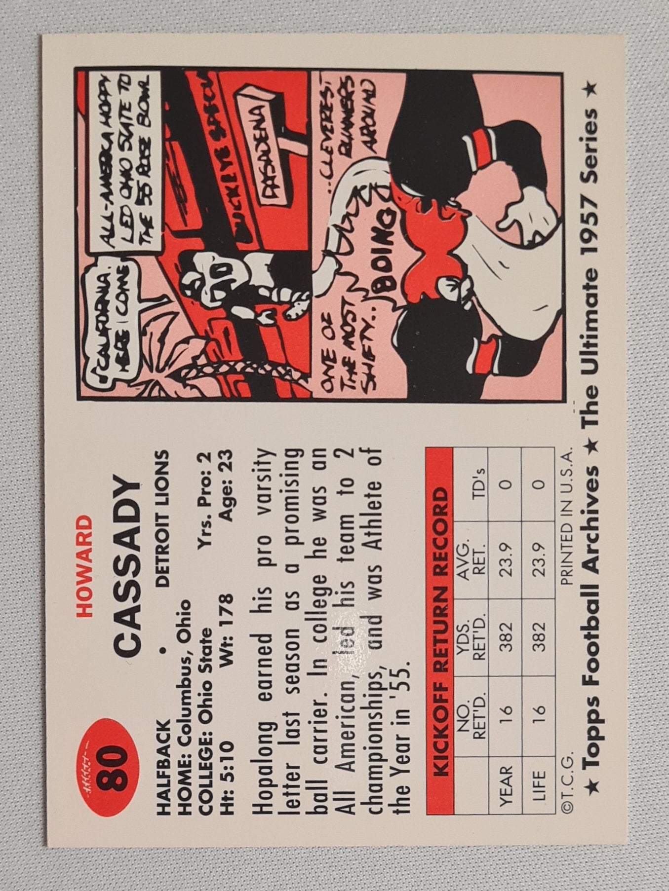 Howard Cassady - 1957 Topps Football Archives The Ultimate 1957 Series - Back Lions - #80