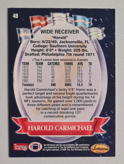 Harold Carmichael - 1994 The Ted Williams Card - Roger Staubach's NFL Football #49
