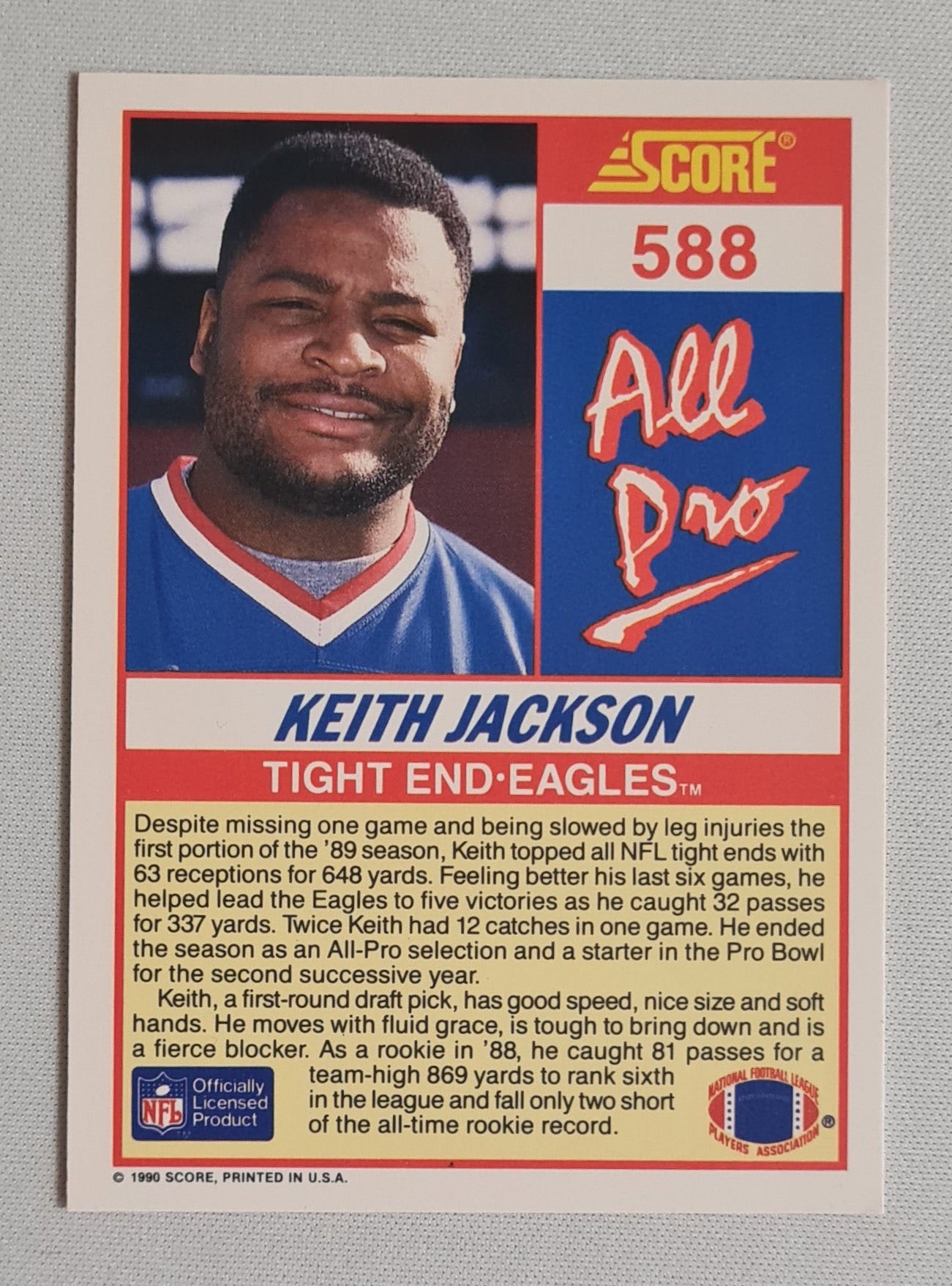 Keith Jackson - 1990 Score NFL Football All Pro - Philadelphia Eagles #588
