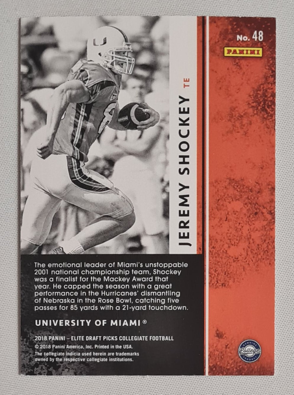 Jeremy Shockey - 2018 Panini Elite Draft Picks Collegiate Football UM #48