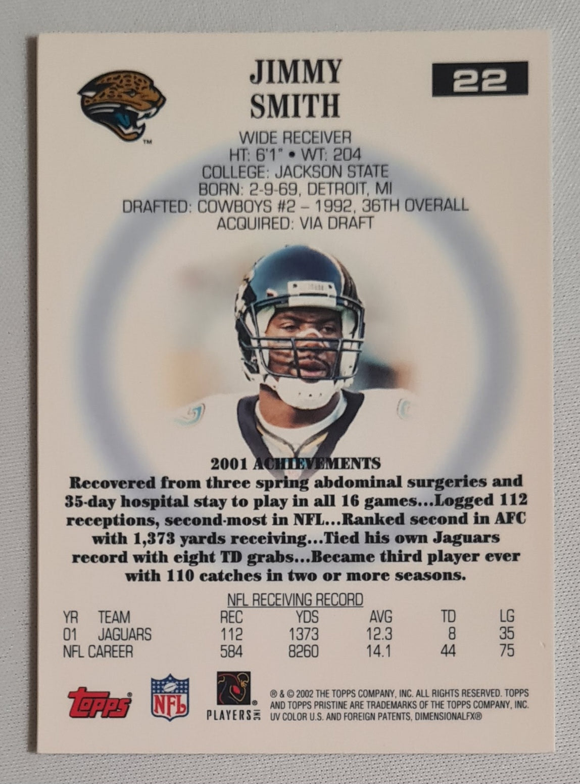 Jimmy Smith - 2002 Topps Prestine NFL Football Jacksonville Jaguars #22