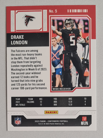 Drake London - 2023 Panini Contenders Football NFL Atlanta Falcons Season Ticket #5 Mojo