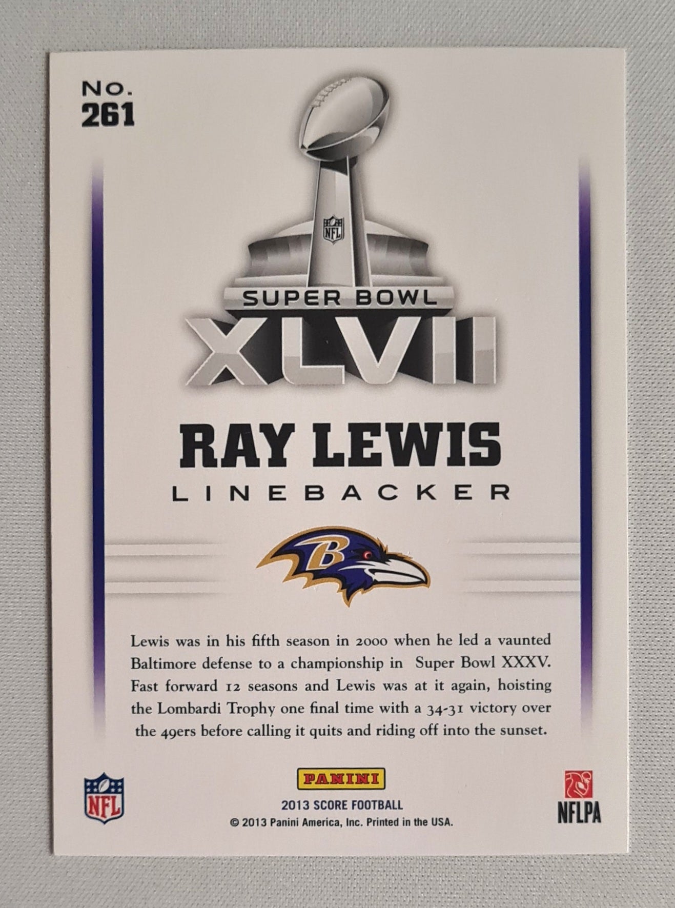 Ray Lewis - 2013 Score Football NFL Ravens - Road to the Super Bowl #261