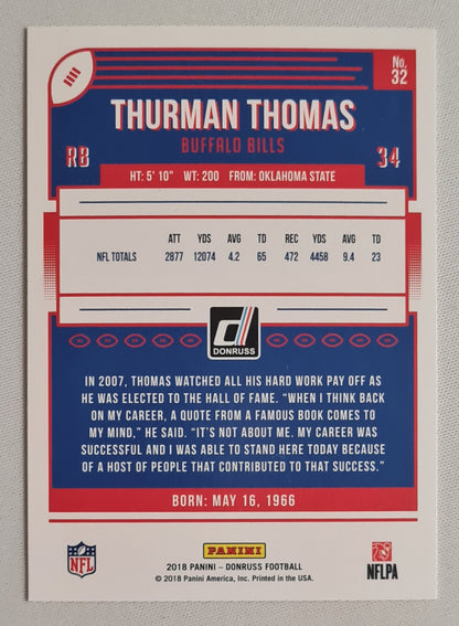 Thurman Thomas - 2018 Panini Donruss Football NFL Buffalo Bills #32