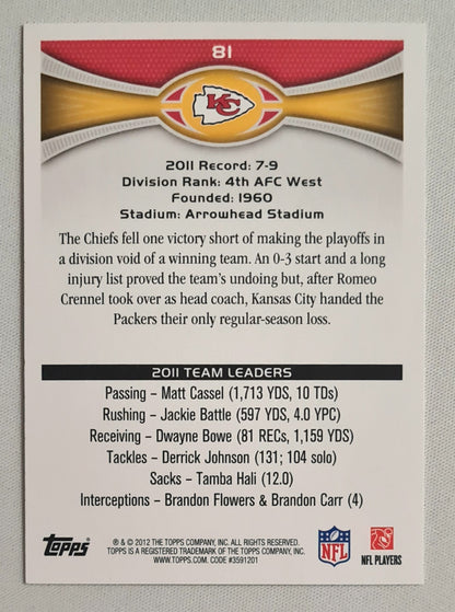 Kansas City Chiefs - 2012 Topps 2011 Team Leaders NFL Football Chiefs - AFC West Division - #81