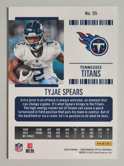 Tyjae Spears - 2024 Panini Contenders Optic Football NFL Tennessee Titans Season Ticket #55