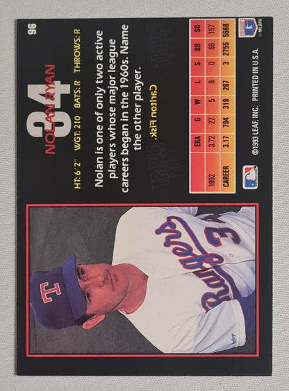 Nolan Ryan - 1993 Leaf MLB Baseball Triple Play Texas Rangers #96