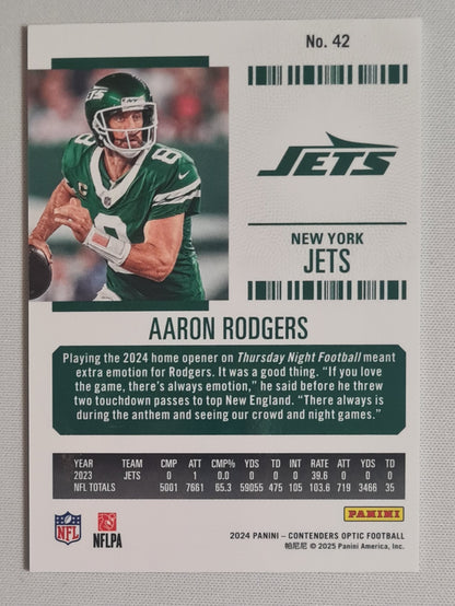 Aaron Rodgers - 2024 Panini Contenders Optic Football NFL New York Jets Season Ticket #42