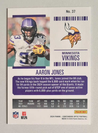 Aaron Jones - 2024 Panini Contenders Optic Football NFL Minnesota Vikings Season Ticket #37
