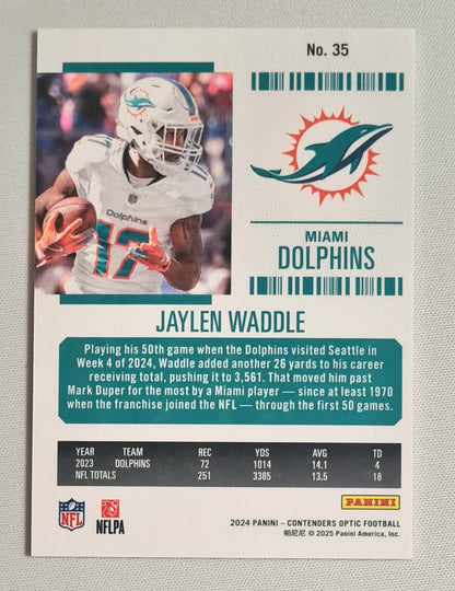 Jaylen Waddle - 2024 Panini Contenders Optic Football NFL Miami Dolphins Season Ticket #35