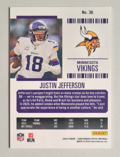 Justin Jefferson - 2024 Panini Contenders Optic Football NFL Minnesota Vikings Season Ticket #36