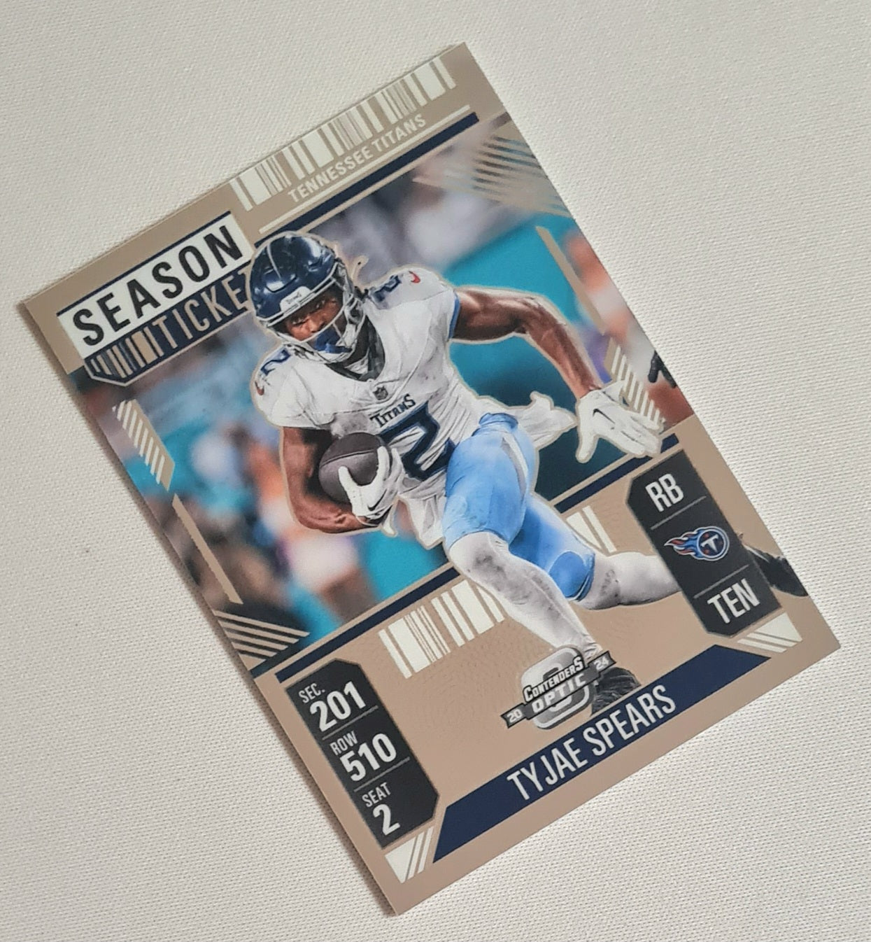 Tyjae Spears - 2024 Panini Contenders Optic Football NFL Tennessee Titans Season Ticket #55