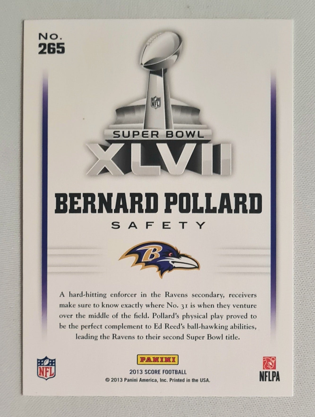 Bernard Pollard - 2013 Score Football NFL Baltimore Ravens Road to the Super Bowl XLVII #265