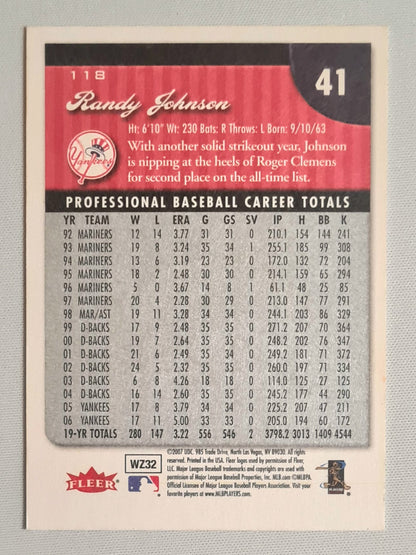 Randy Johnson - 2007 Upper Deck MLB Baseball New York Yankees #41