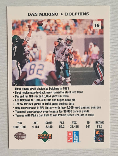 Dan Marino - 1991 Upper Deck Domino's Pizza NFL Football Miami Dolphins #16