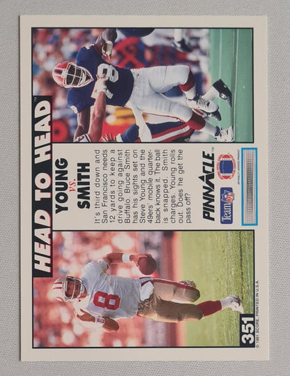 Steven Young vs Bruce Smith - 1991 Score Pinnacle NFL Team Football - Head to Head - #351