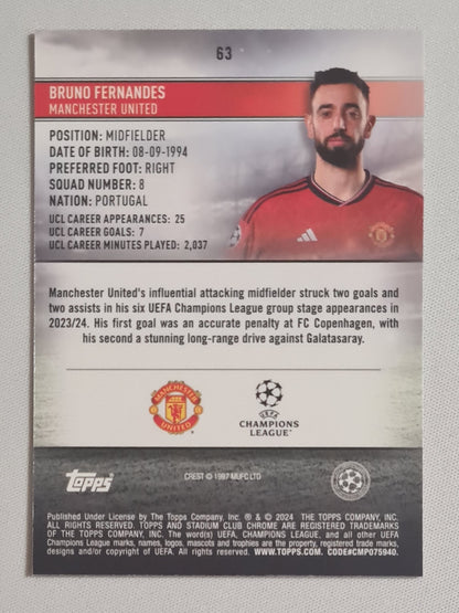 Bruno Fernandes - 2024 Topps Club Stadium (CL) Manchester United #63 Pink/red Electric