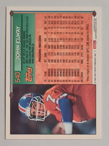 John Elway - 1994 Topps NFL Football Denver Broncos #540