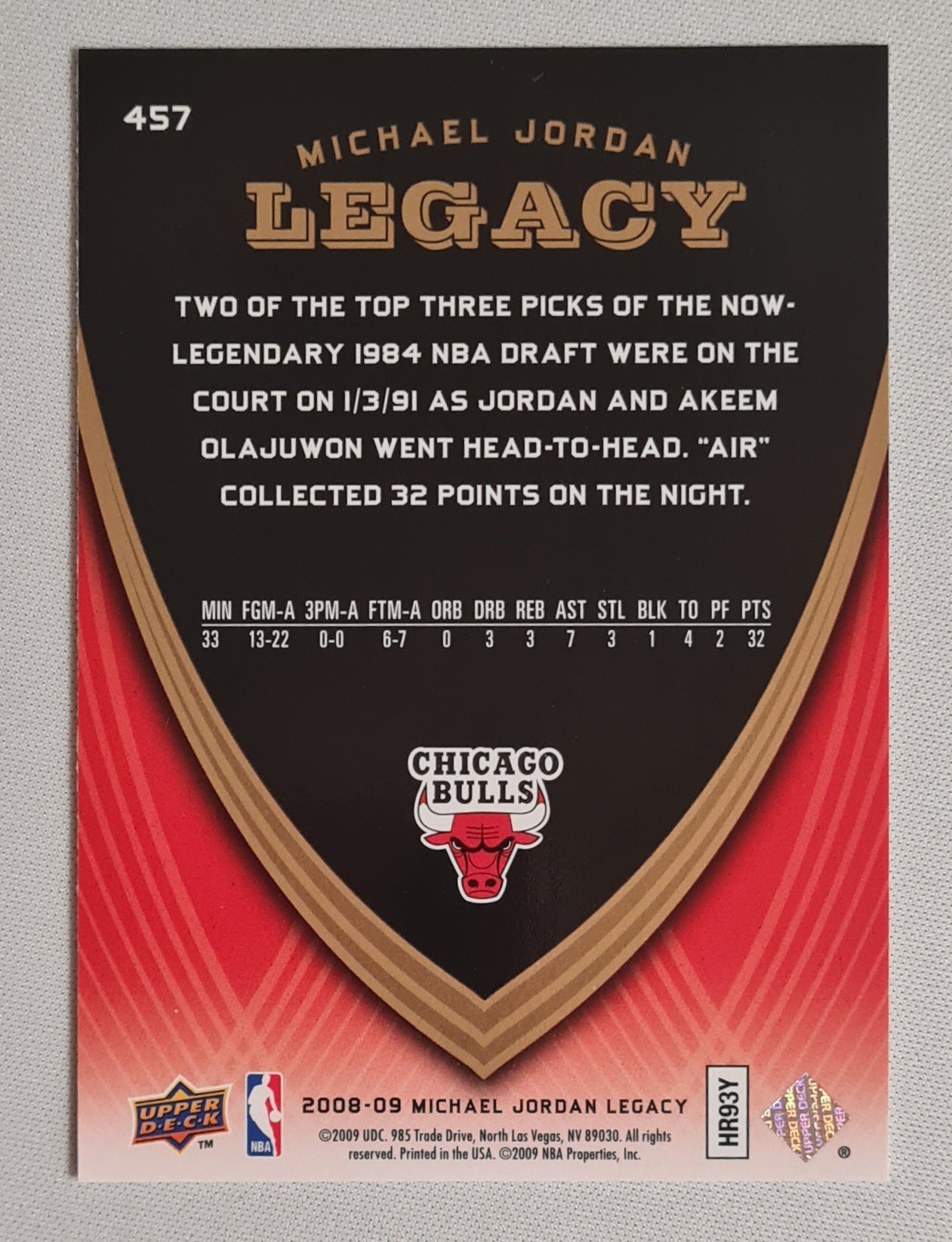Michael Jordan - 2008/09 Upper Deck Michael Jordan Legacy Set NBA Chicago Bulls #457