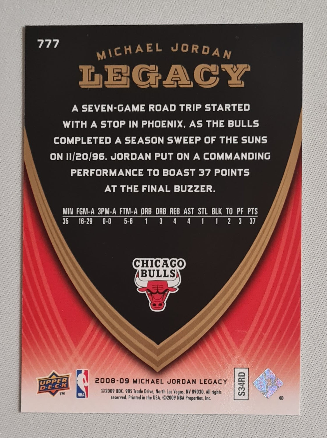 Michael Jordan - 2008/09 Upper Deck Michael Jordan Legacy Set NBA Chicago Bulls #777