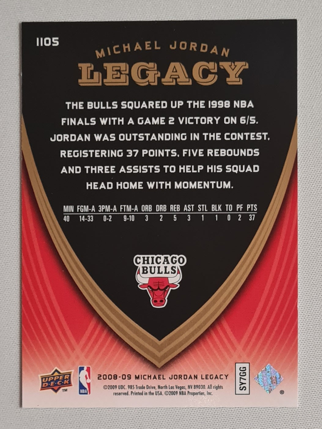 Michael Jordan - 2008/09 Upper Deck Michael Jordan Legacy Set NBA Chicago Bulls #1105
