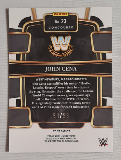 John Cena - 2024 Panini Select WWE Wrestling Legends #23 Red Concourse Prizm /99