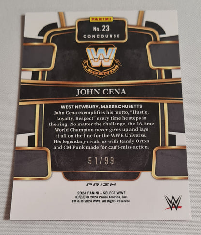 John Cena - 2024 Panini Select WWE Wrestling Legends #23 Red Concourse Prizm /99