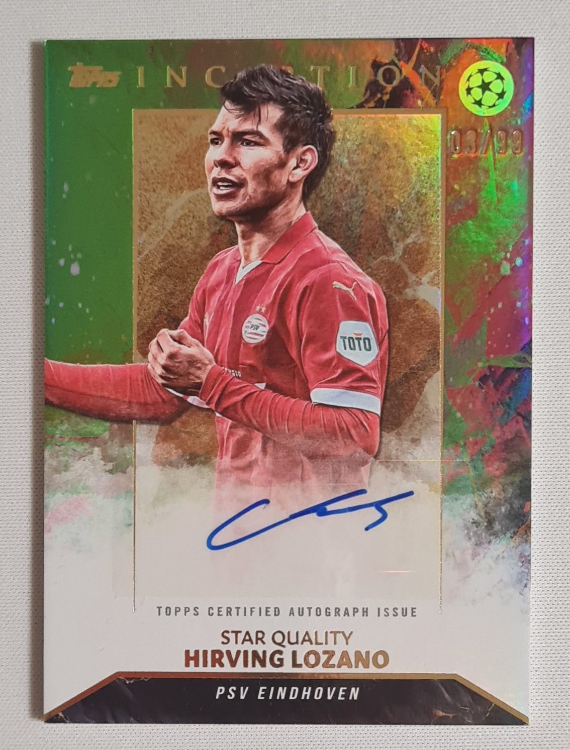 Hirving Lozano - 2024 Topps Inception Soccer PSV Eindhoven Star Quality Auto Card #SQA-HL /99 on Card Autograph - Rare