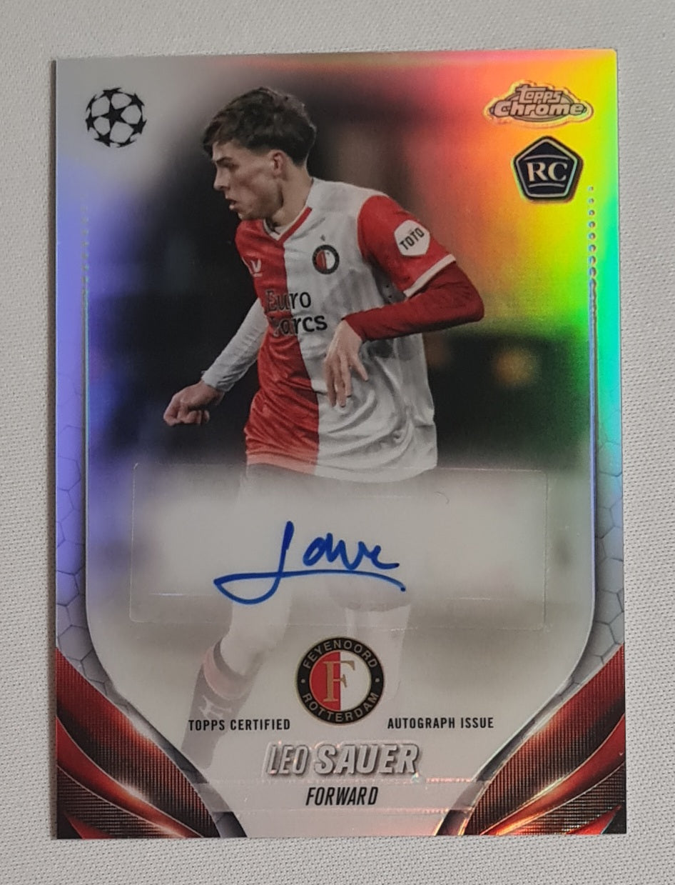 Leo Sauer -2024 Topps Chrome Rotterdam Feyenoord (RC) #CA-LS Refractor /Autograph