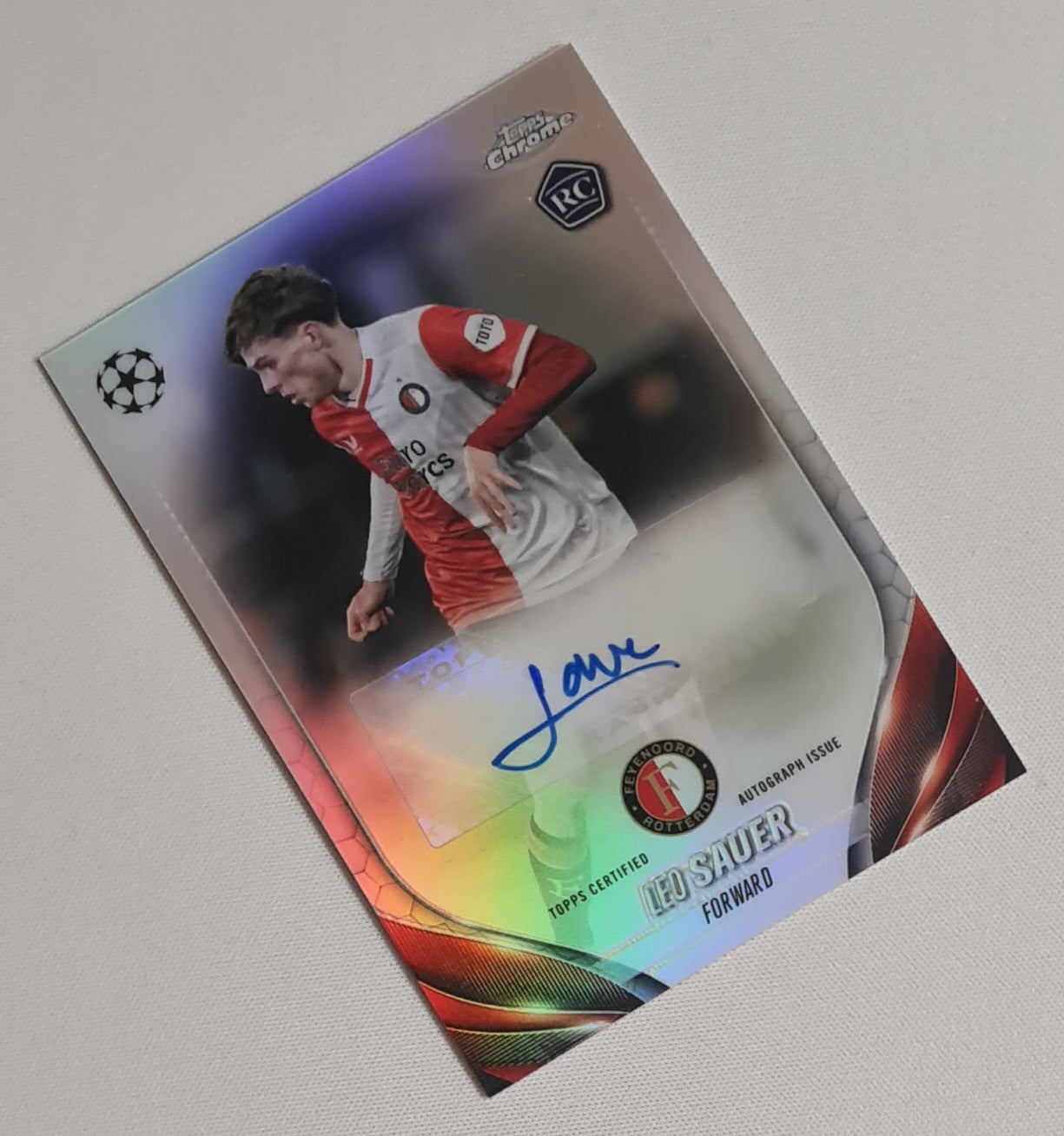 Leo Sauer -2024 Topps Chrome Rotterdam Feyenoord (RC) #CA-LS Refractor /Autograph