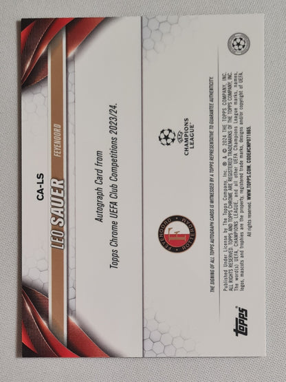 Leo Sauer -2024 Topps Chrome Rotterdam Feyenoord (RC) #CA-LS Refractor /Autograph