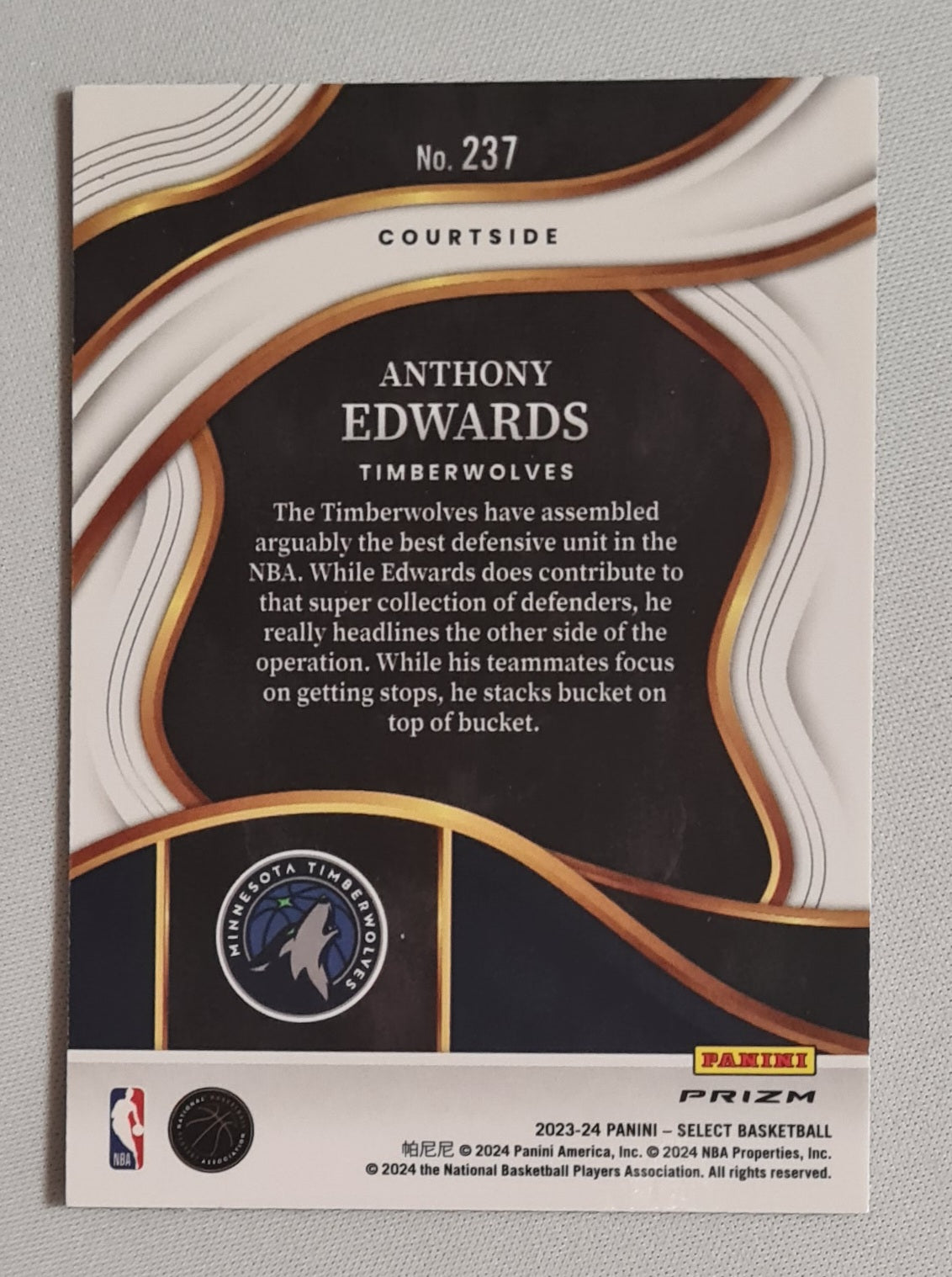 Anthony Edwards - 2023/24 Panini Select Basketball NBA Minnesota Timberwolves #237 Red wave Concourse Prizm