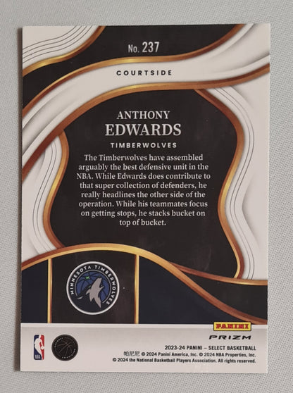 Anthony Edwards - 2023/24 Panini Select Basketball NBA Minnesota Timberwolves #237 Red wave Concourse Prizm