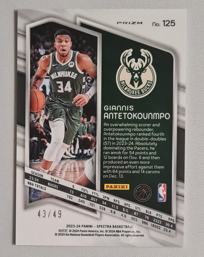Giannis Antetokounmpo - 2023/24 Panini Spectra Basketball NBA Milwaukee Bucks #125 Cracked Ice /49