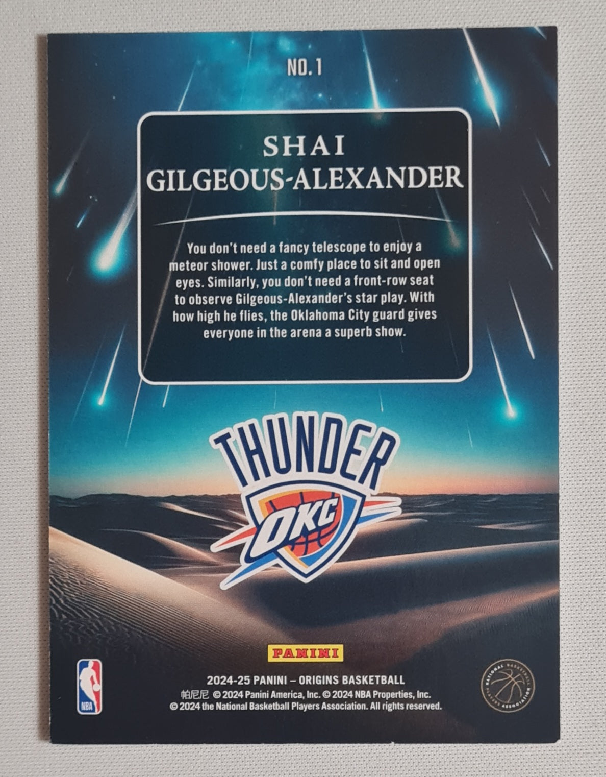 Shai Gilgeous-Alexander - 2024/25 Panini Origins - Meteor Shower - Basketball NBA OKC Thunder #1 /115