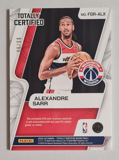 Alexandre Sarr - 2024/25 Panini Totally Certified Basketball NBA Washington Wizards (RC) #FGR-ALX /Patch /99