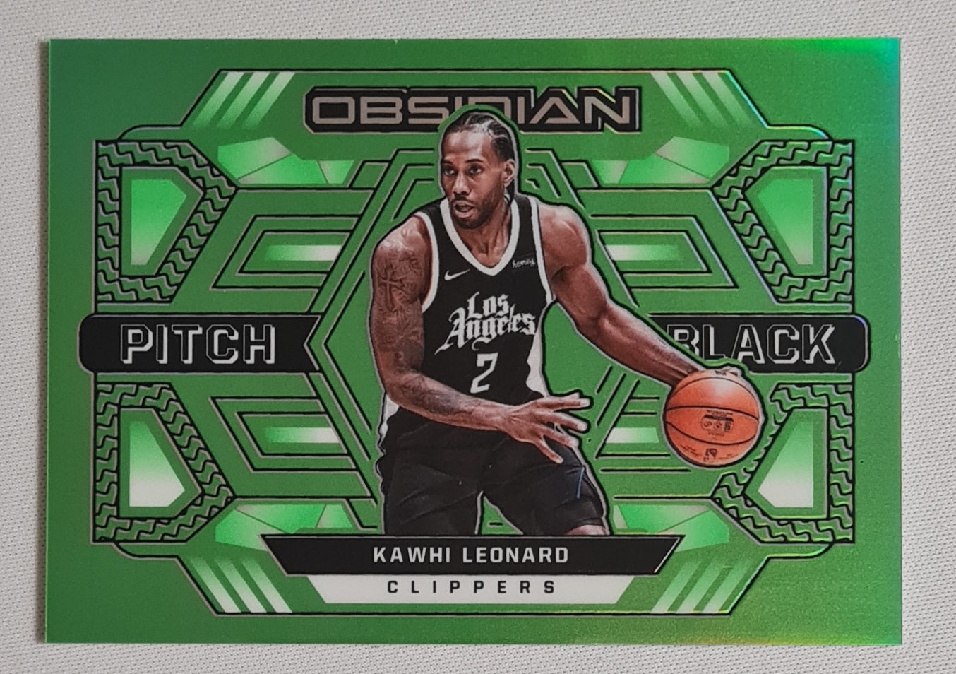 Kawhi Leonard - 2021/22 Panini Obsidian - Pitch Black - Basketball NBA LA Clippers #17 Electric Etch Green Flood