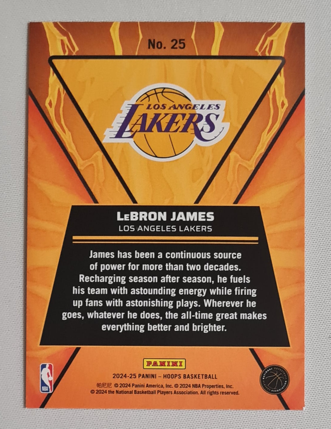 LeBron James - 2024/25 Panini Hoops Basketball NBA Los Angeles Lakers - High Voltage - #25
