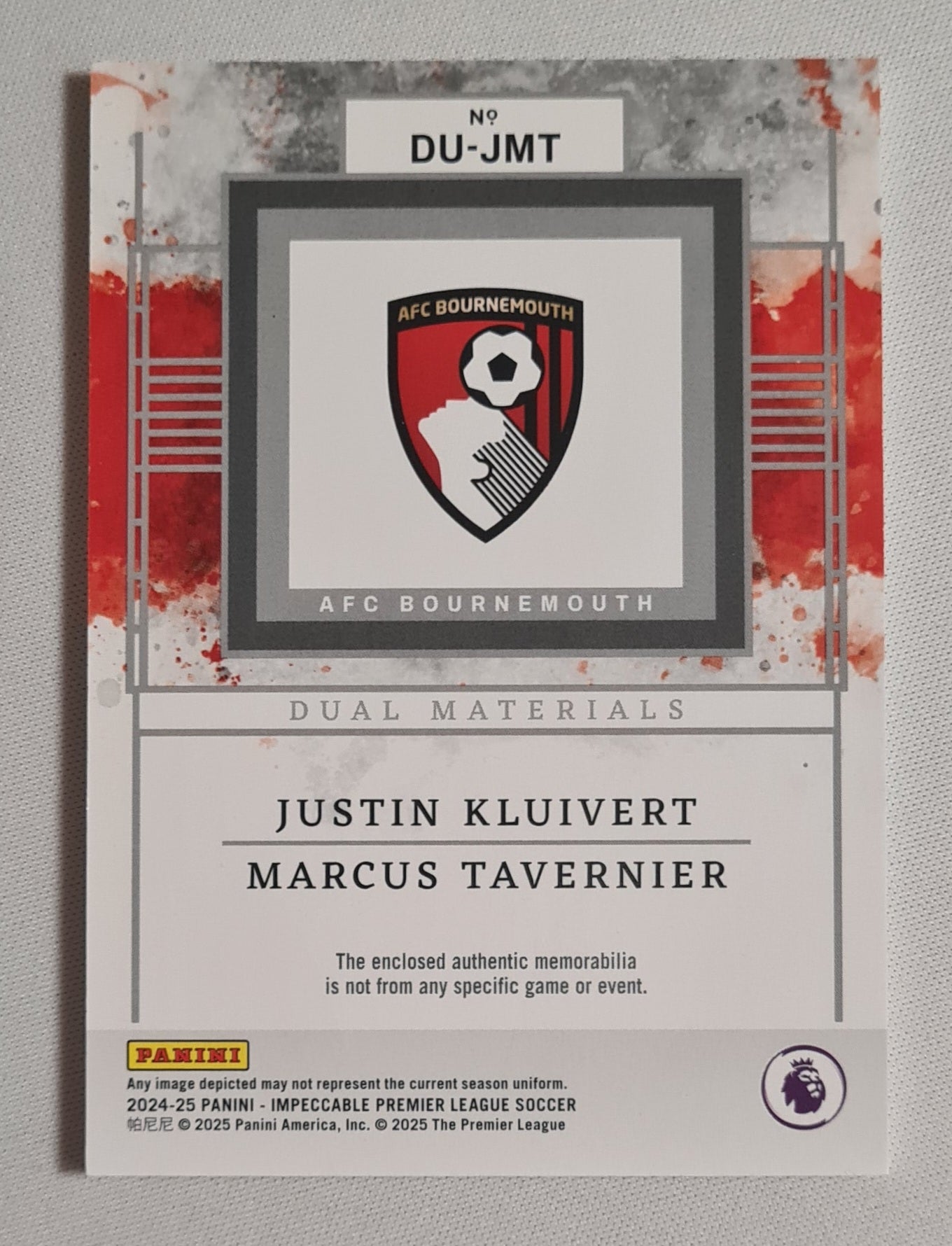 Justin Kluivert & Marcus Tavernier - 2024/25 Panini Impeccable Premier League Soccer AFC Bournemouth #DU-JMT Dual Patch /99
