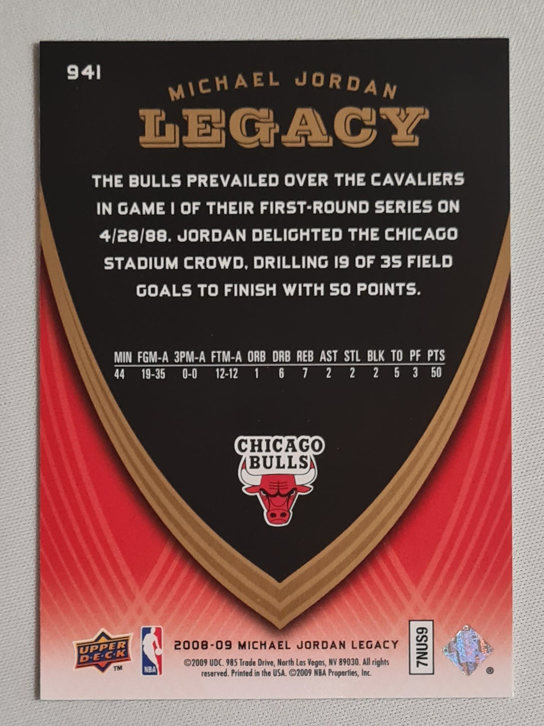 Michael Jordan - 2008/09 Upper Deck Michael Jordan Legacy NBA Chicago Bulls #941