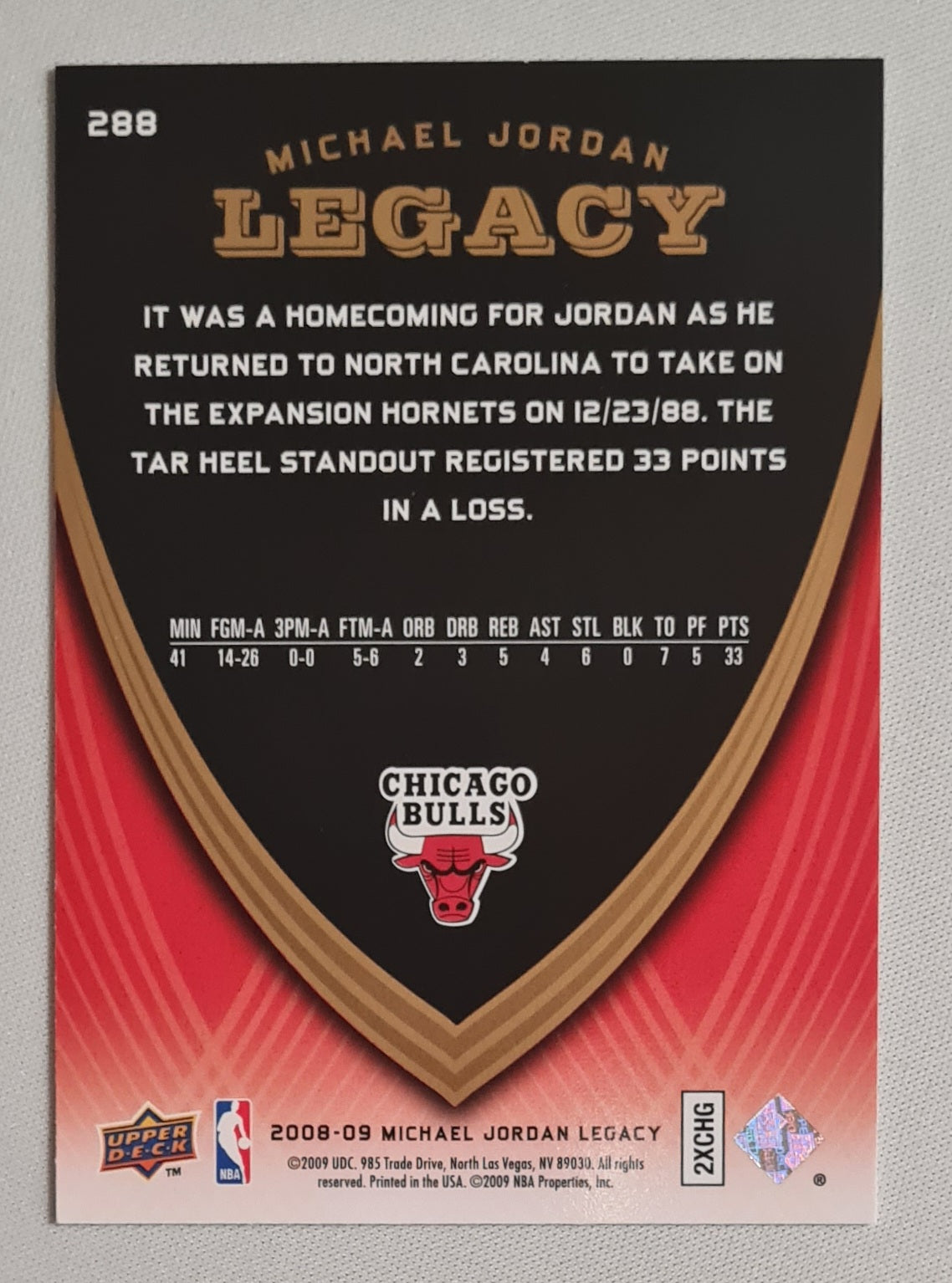 Michael Jordan - 2008/09 Upper Deck Michael Jordan Legacy NBA Chicago Bulls #288