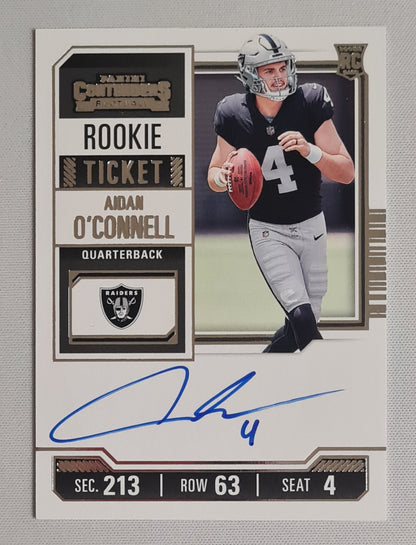 Aidan O'Connell - 2023 Panini Contenders Football NFL Raiders Season Ticket (RC) #101 /on Card Autograph
