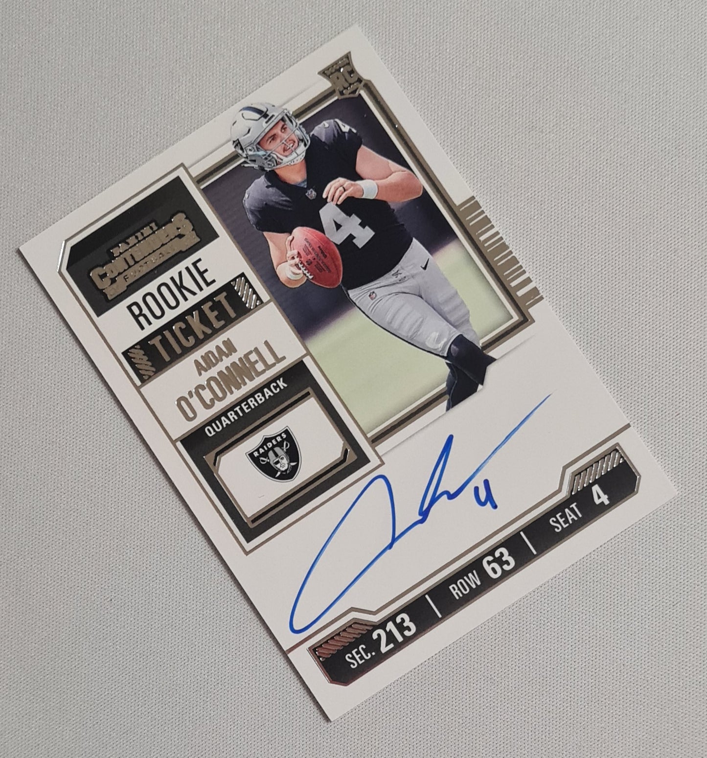 Aidan O'Connell - 2023 Panini Contenders Football NFL Raiders Season Ticket (RC) #101 /on Card Autograph
