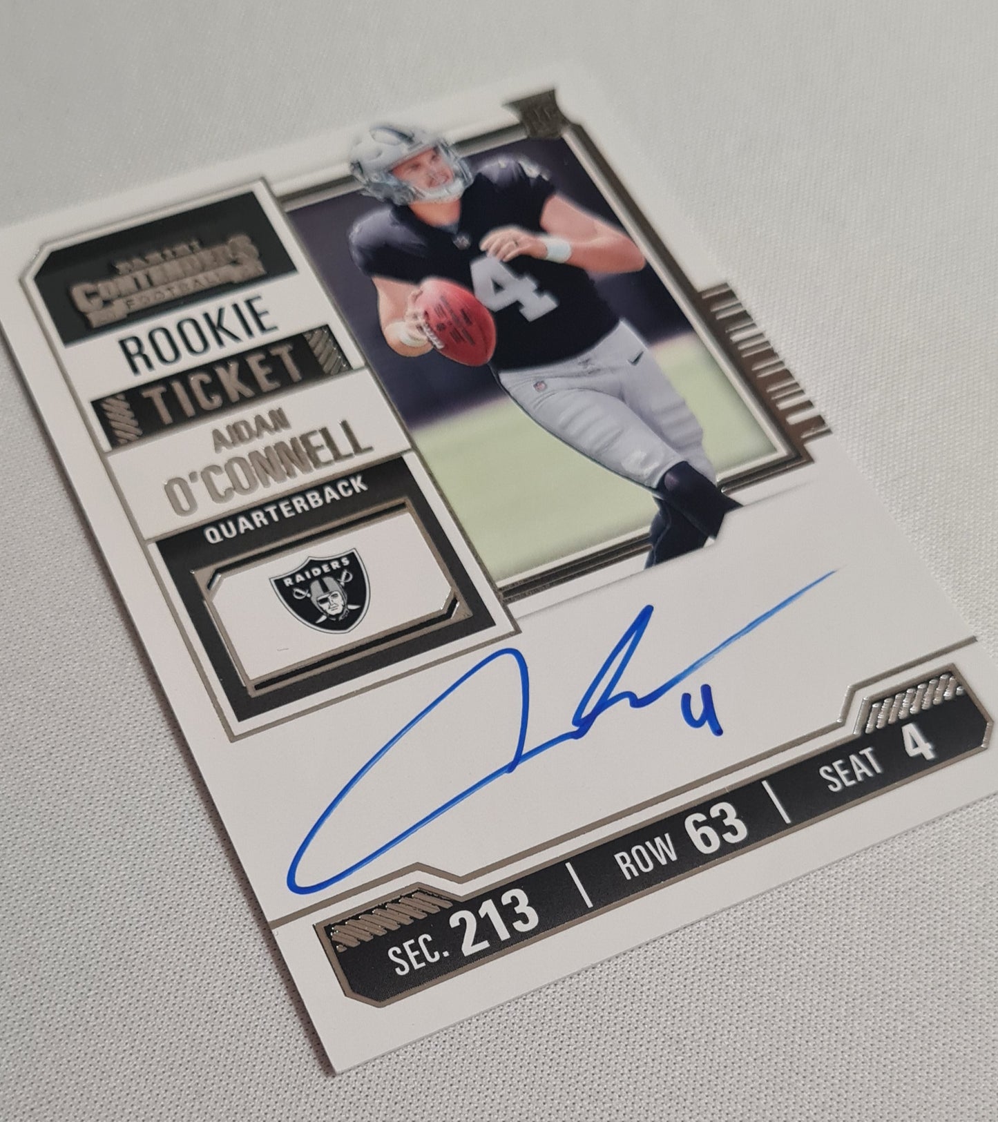 Aidan O'Connell - 2023 Panini Contenders Football NFL Raiders Season Ticket (RC) #101 /on Card Autograph